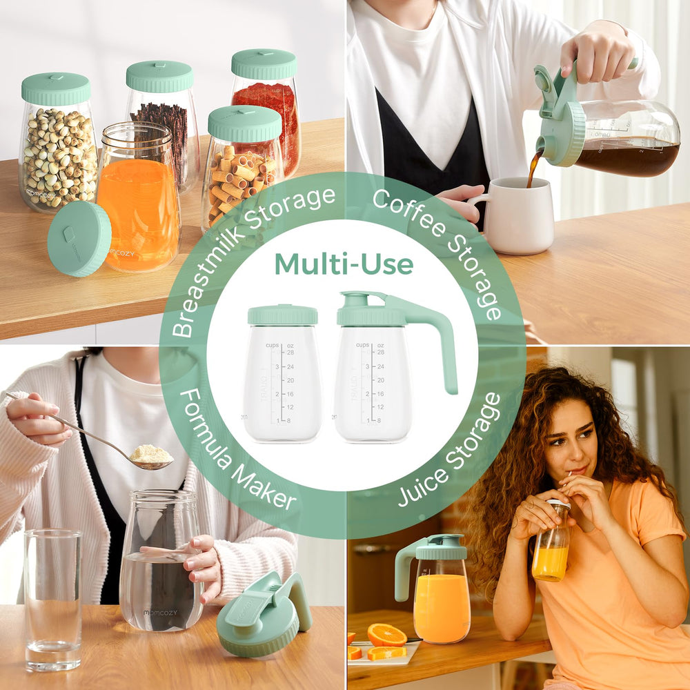 Momcozy wide-mouth pitcher simplifies pouring and cleaning.