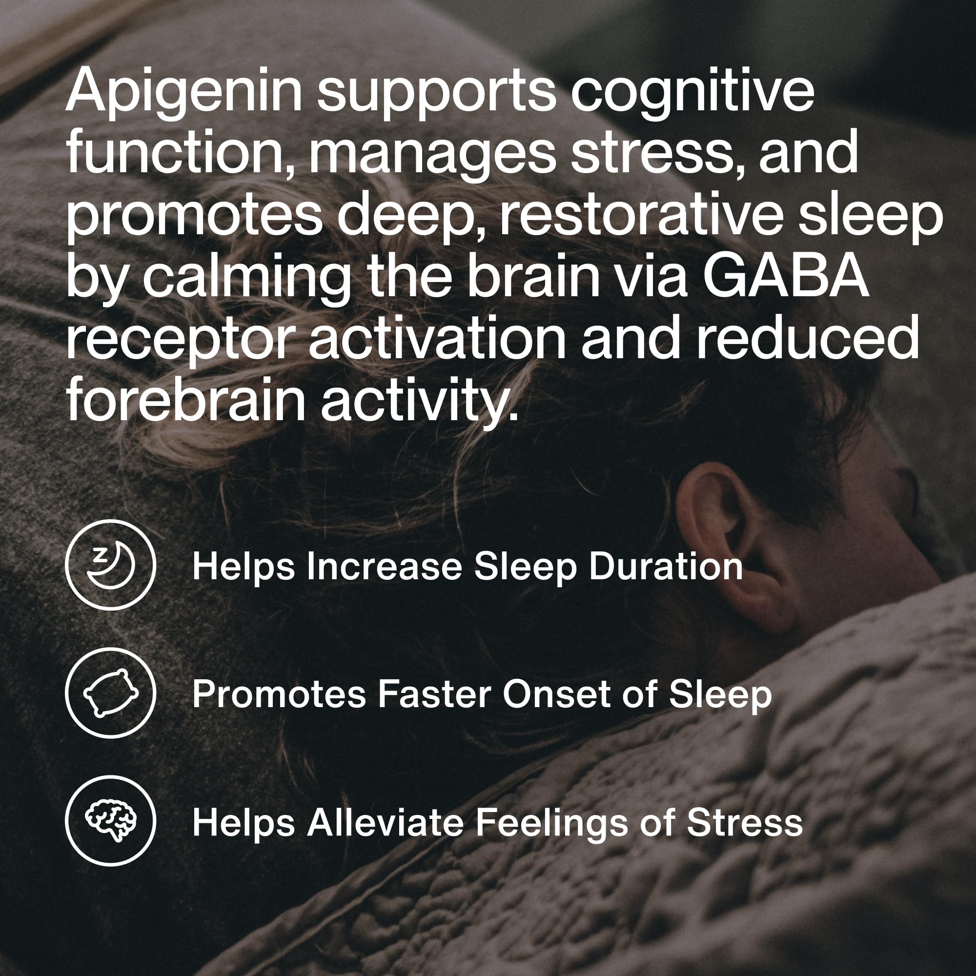 Momentous Apigenin bottle label close-up showing NSF certification and quality