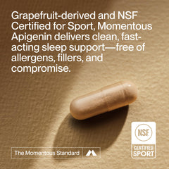 Momentous Apigenin capsules close-up for simple nightly dosing