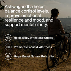Momentous Ashwagandha capsules close-up showcasing easy-to-swallow vegan capsules.