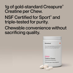 Momentous Creatine Chews close-up tablet showing texture and flavor