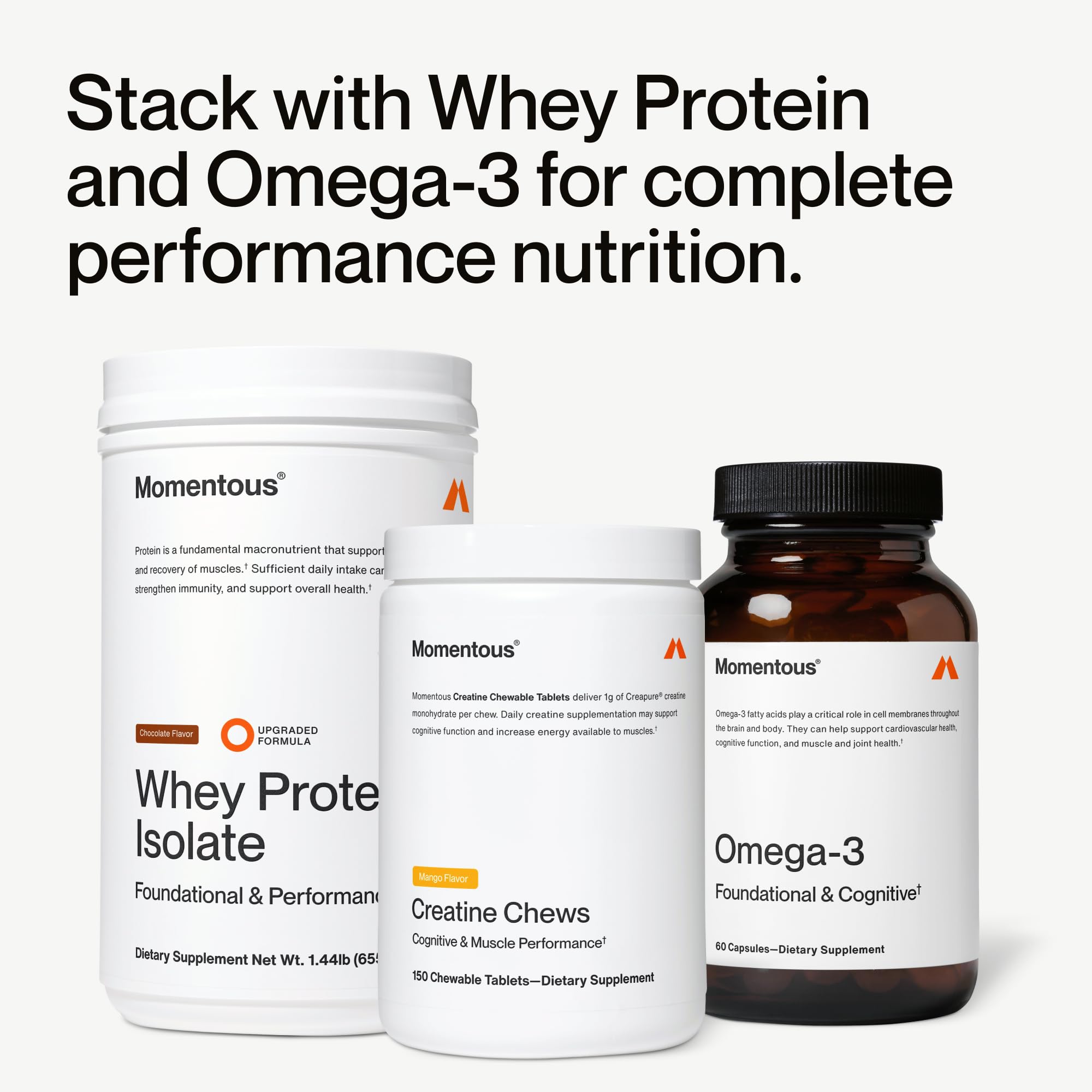 Momentous Creatine Chews mango serving idea with one tablet ready