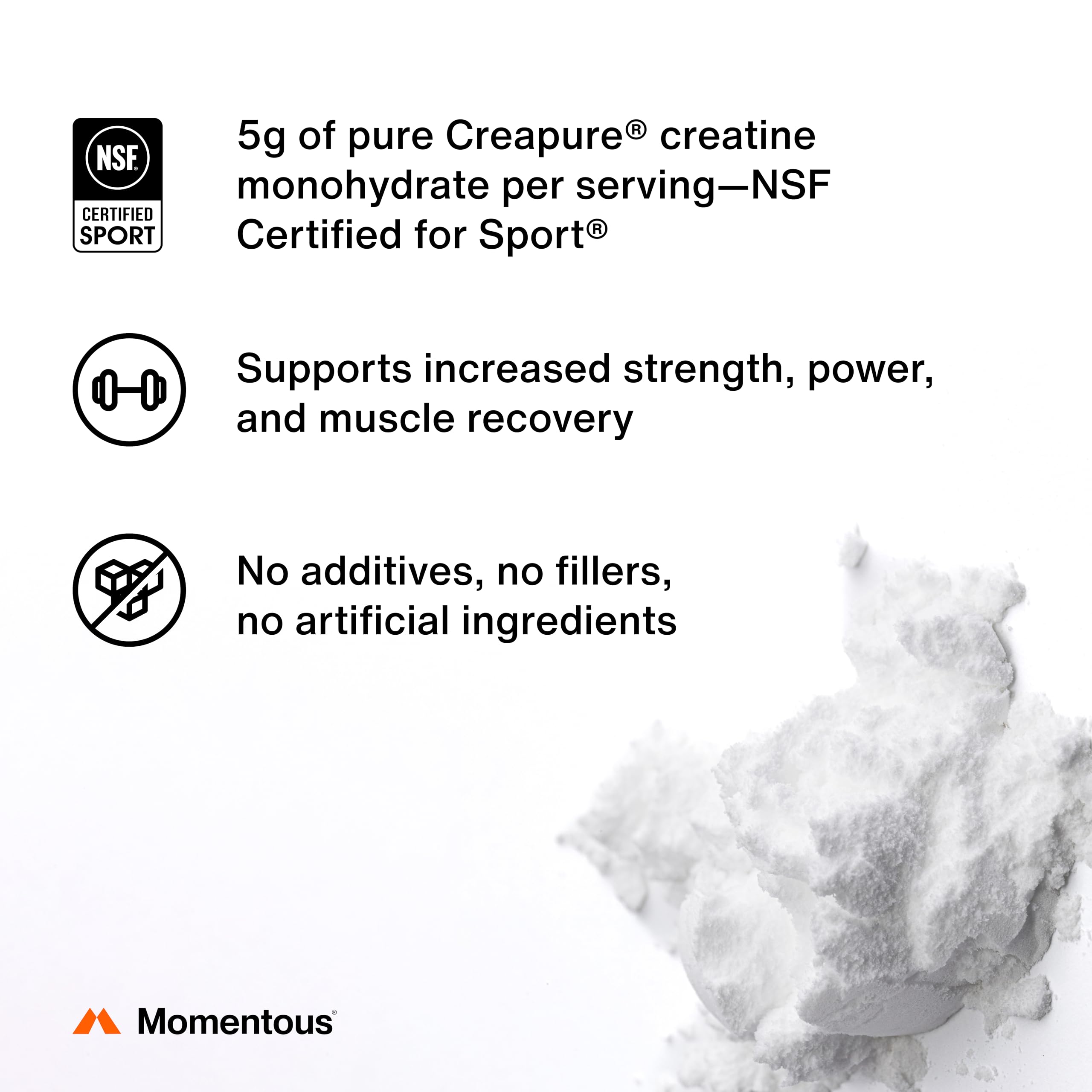 Momentous Creatine Lemon Powder ingredients label highlights natural lemon flavor