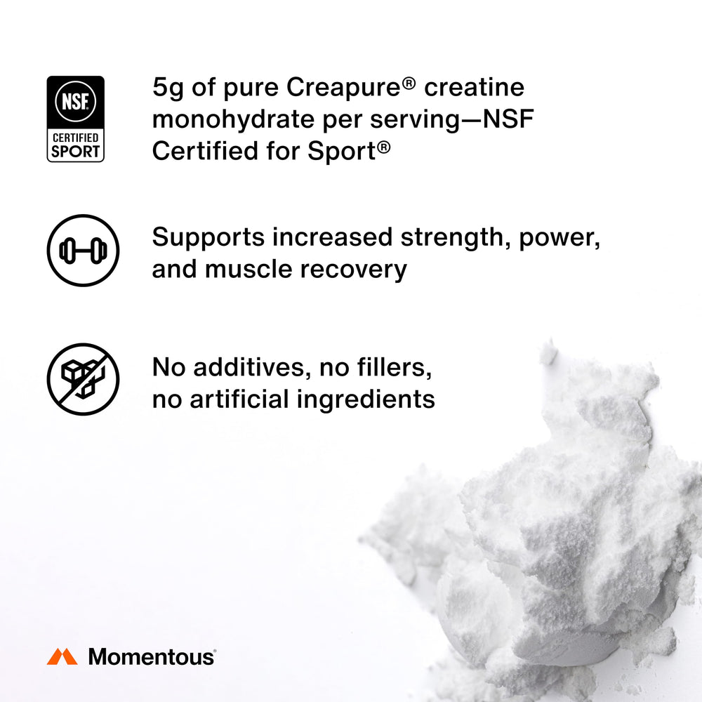 Momentous Creatine Lemon Powder ingredients label highlights natural lemon flavor
