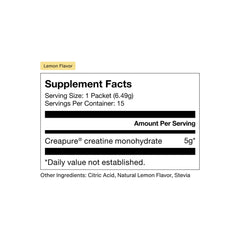 Momentous Creatine Lemon Powder serving pack for on-the-go use