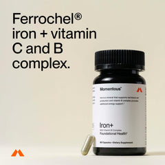 Momentous Iron+ label shows NSF Certified for Sport and purity