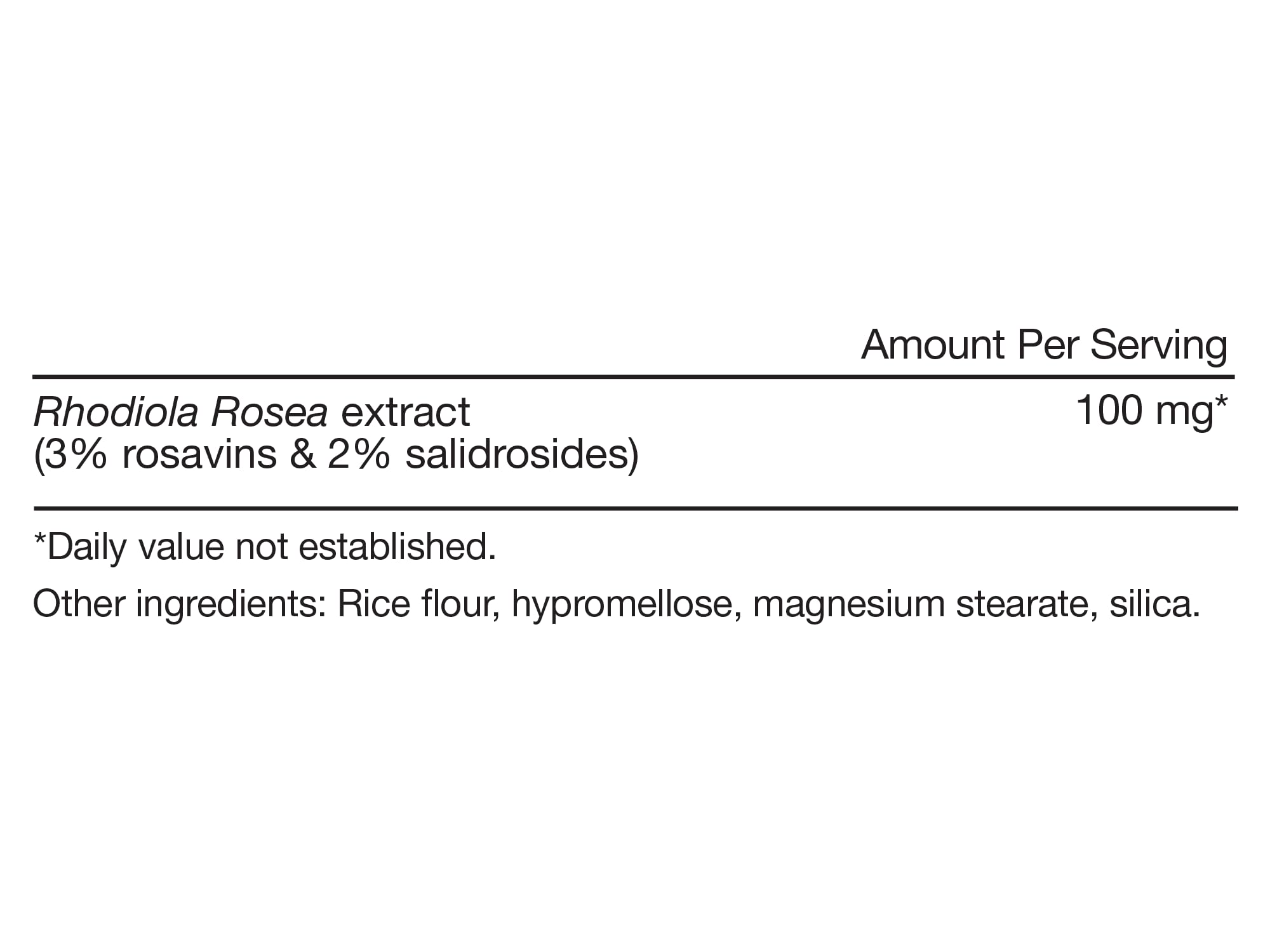 Momentous Rhodiola Rosea label close-up highlighting vegan and gluten-free credentials.
