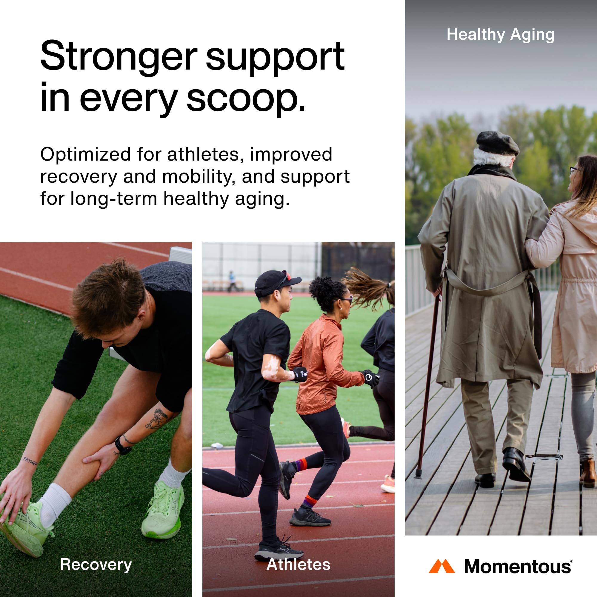 Momentous Vitamin C synergy icon emphasizes collagen synthesis support