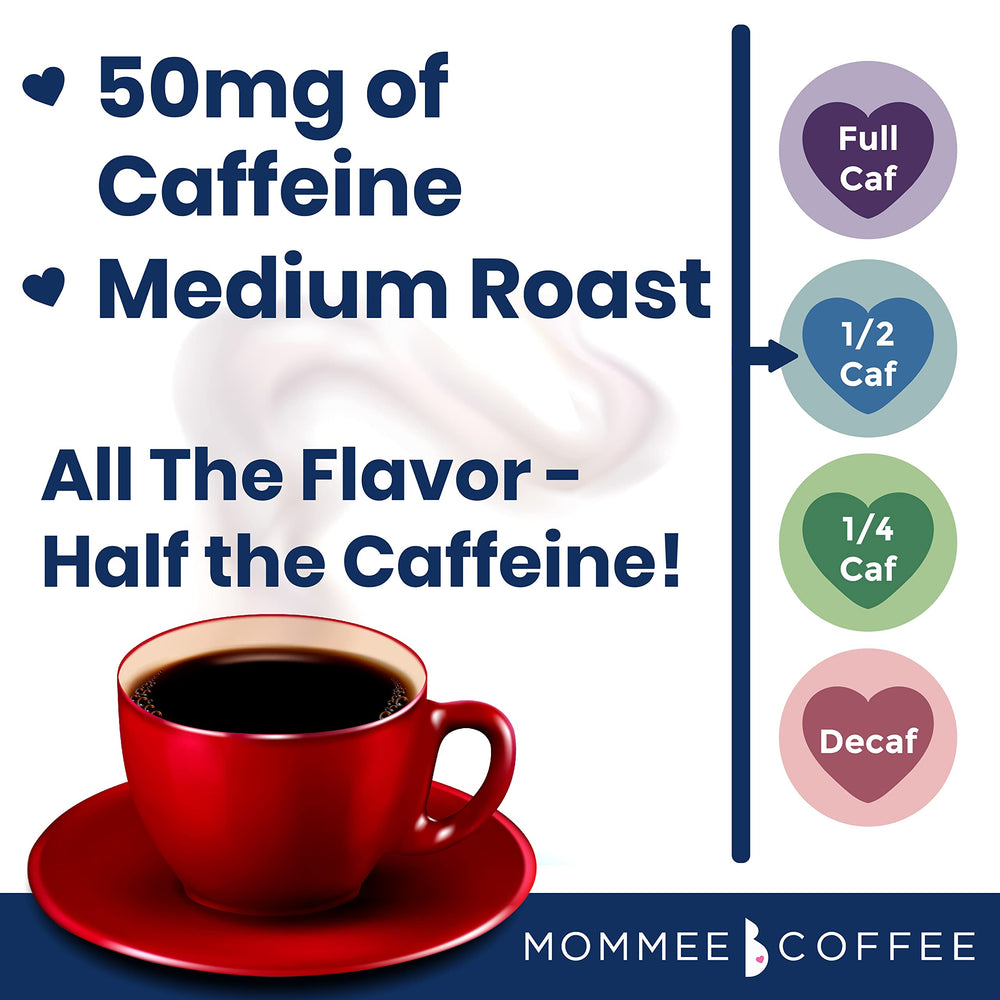Works with reusable filters for convenient drip brewing with Mommee Half Caf