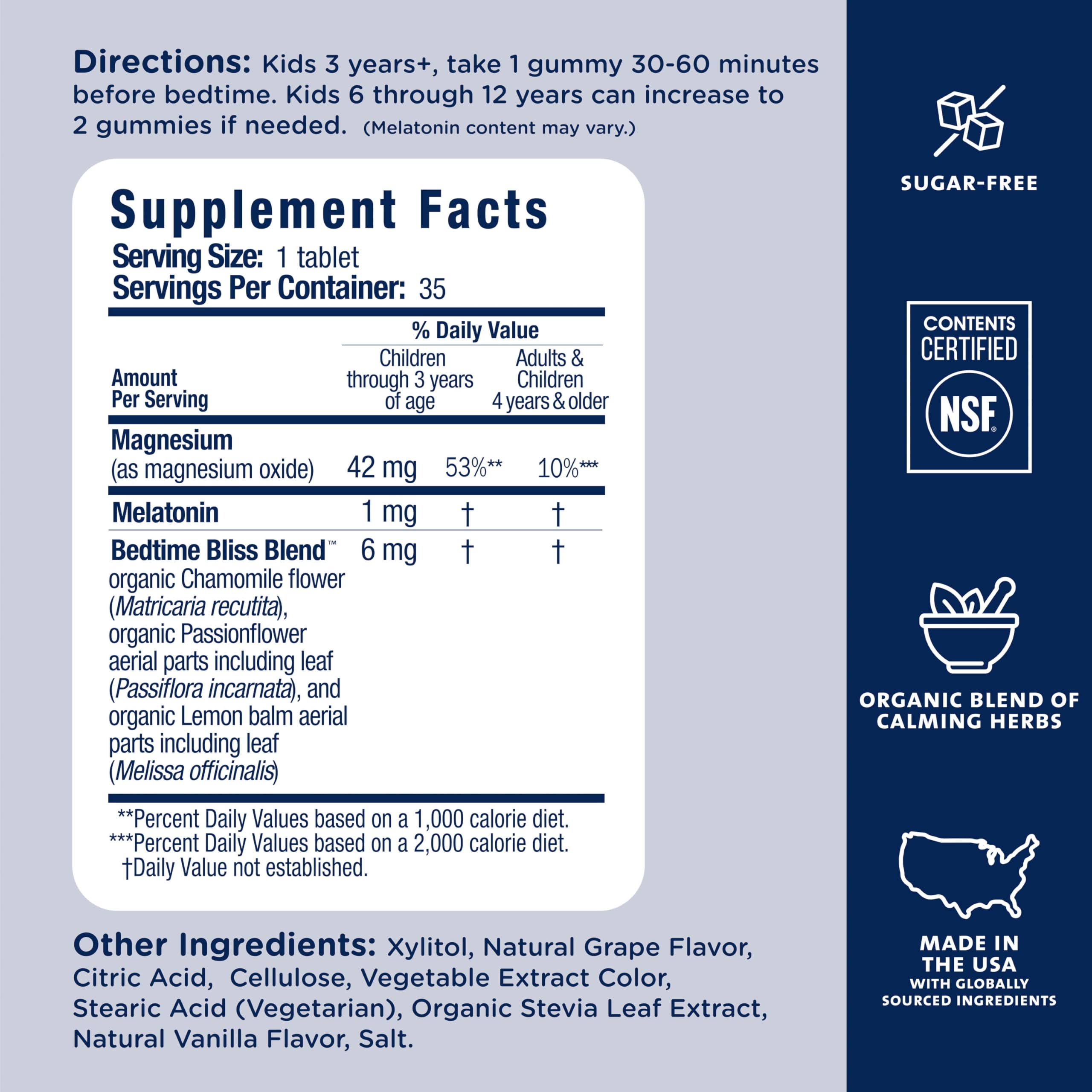 Mommy's Bliss grape chewables feature calming herbs for easier winding down.