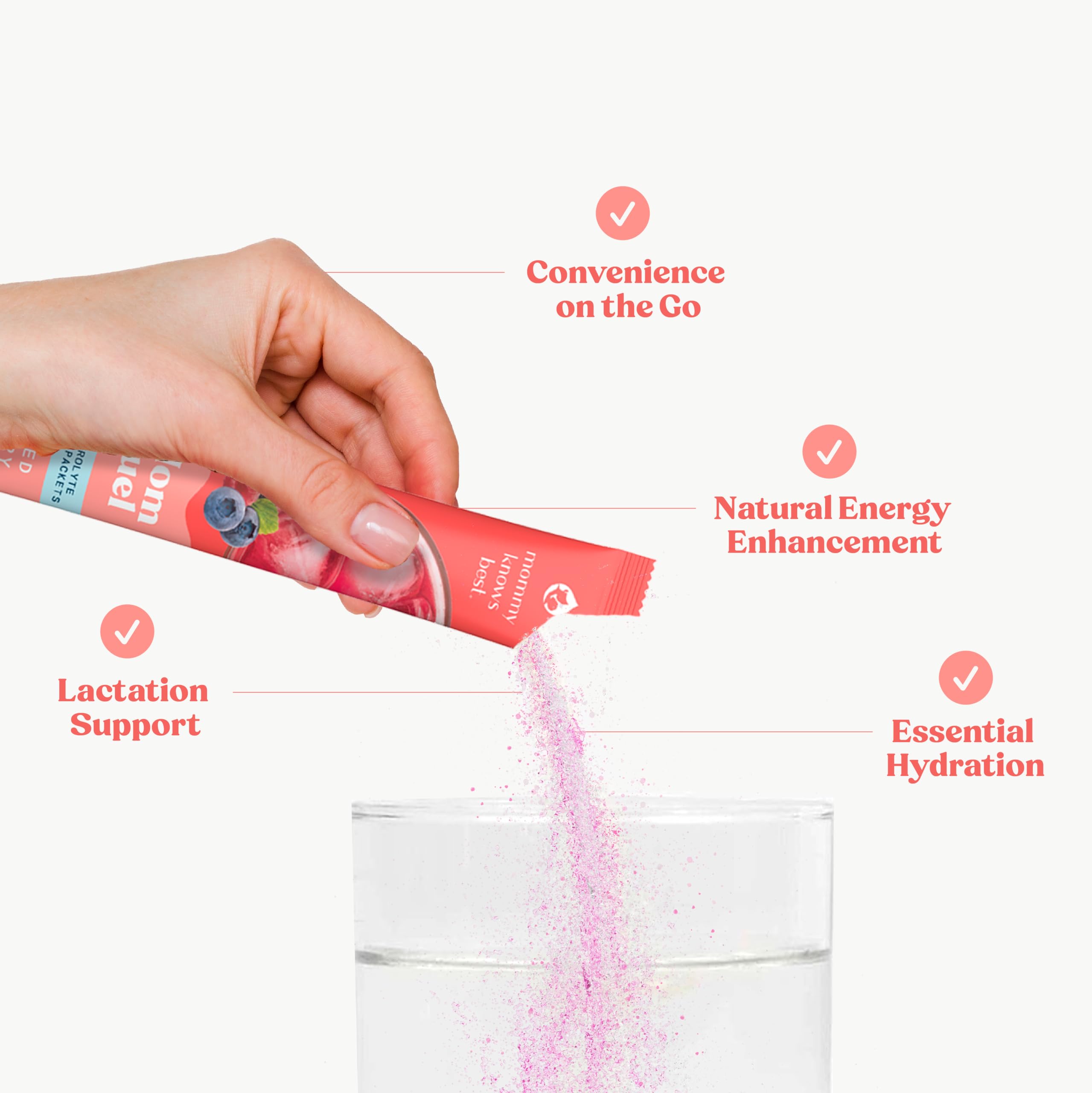 Close up of Mom Fuel gluten-free label for plant-based hydration