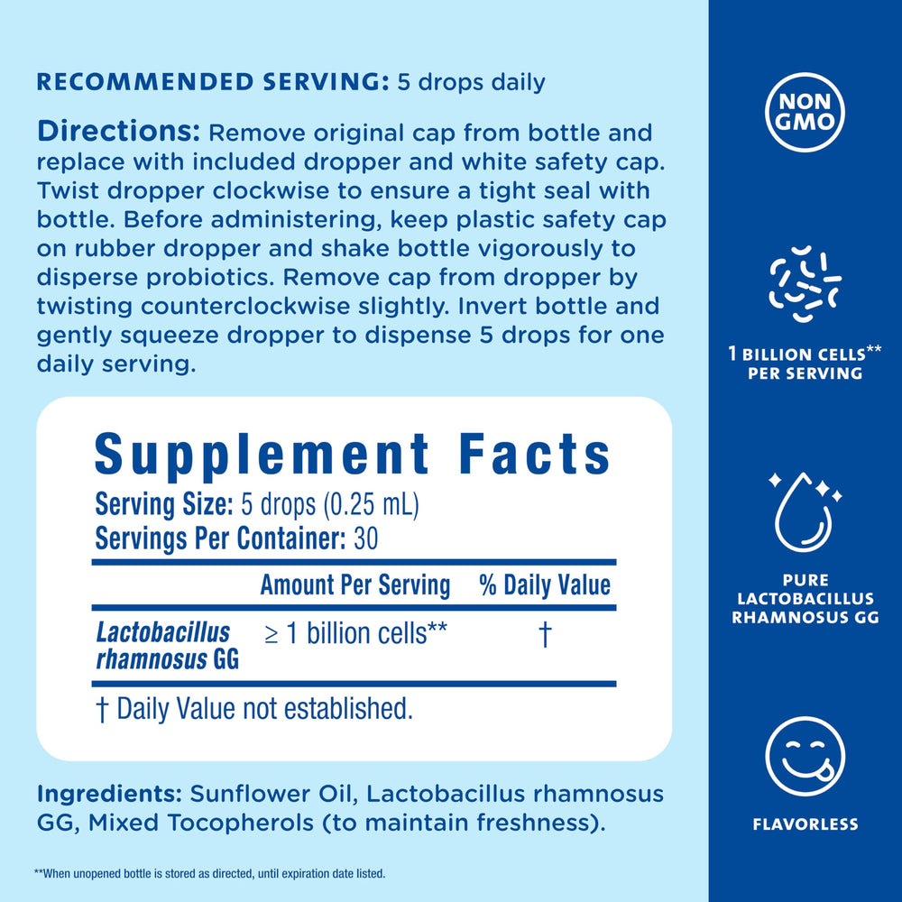Safe for newborns and up, Mommy's Bliss probiotic drops fit early feeding routines