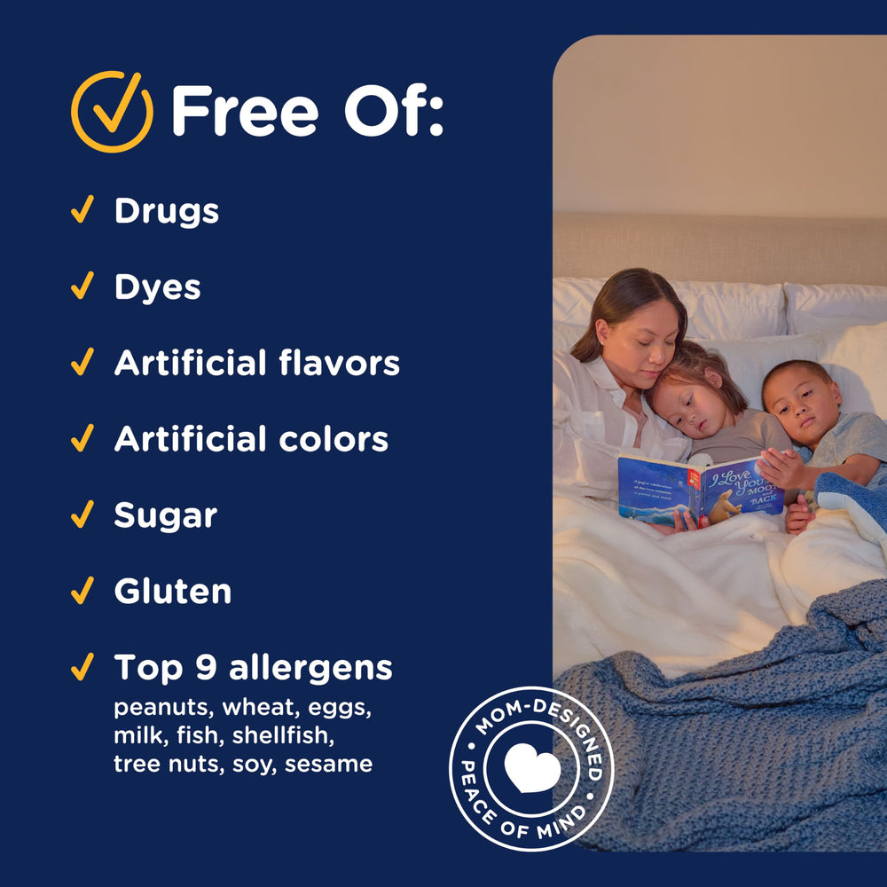Parent and child in a bedtime routine with Mommy's Bliss Sleep Liquid.