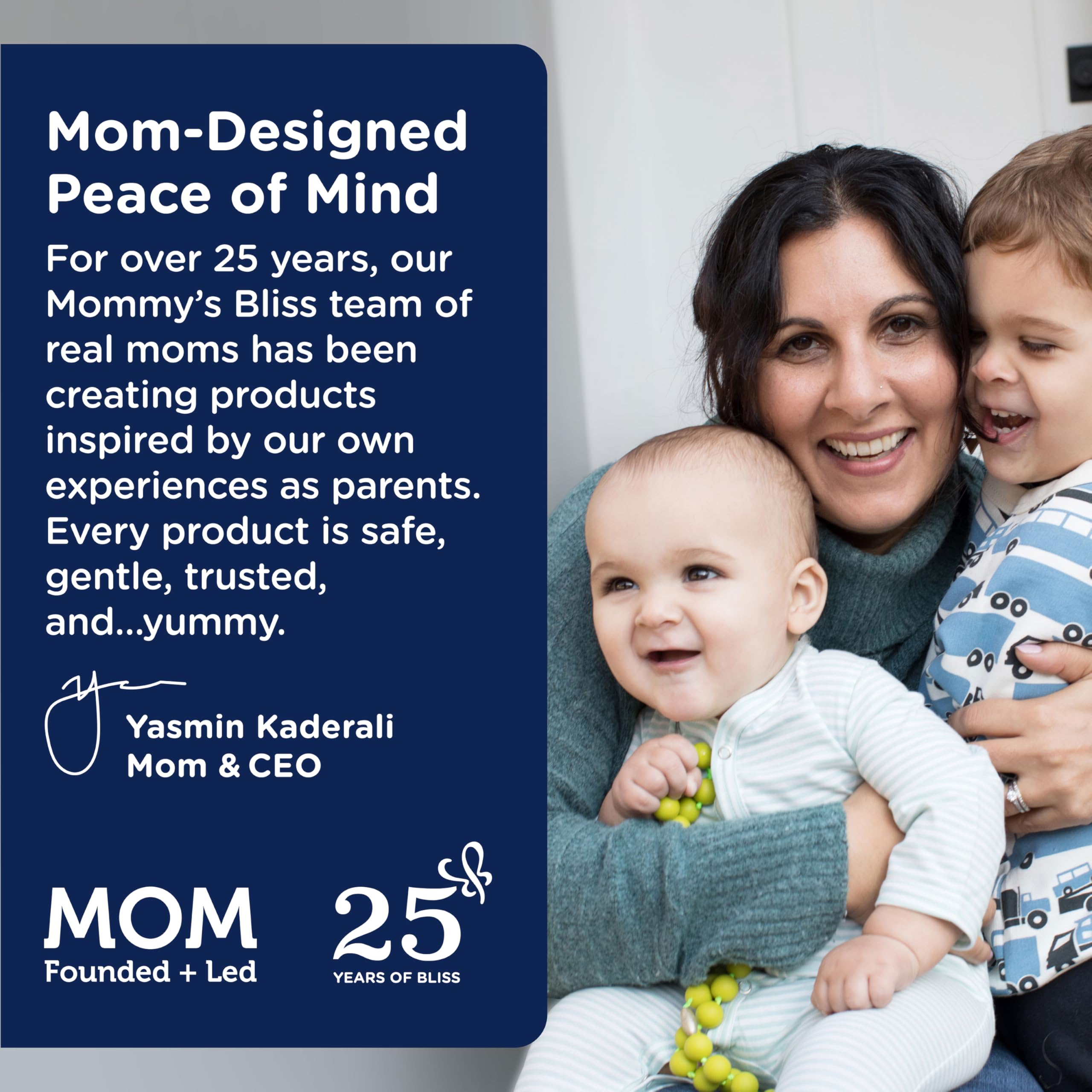 NSF certification seal visible on Mommy's Bliss packaging.