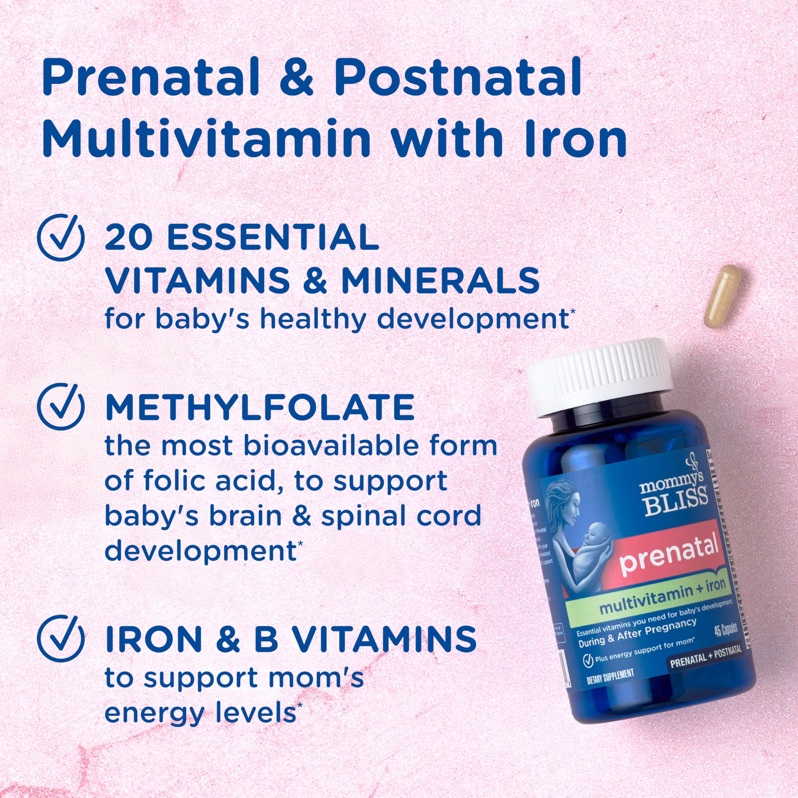 Mommy's Bliss prenatal capsules ready to swallow for daily use.