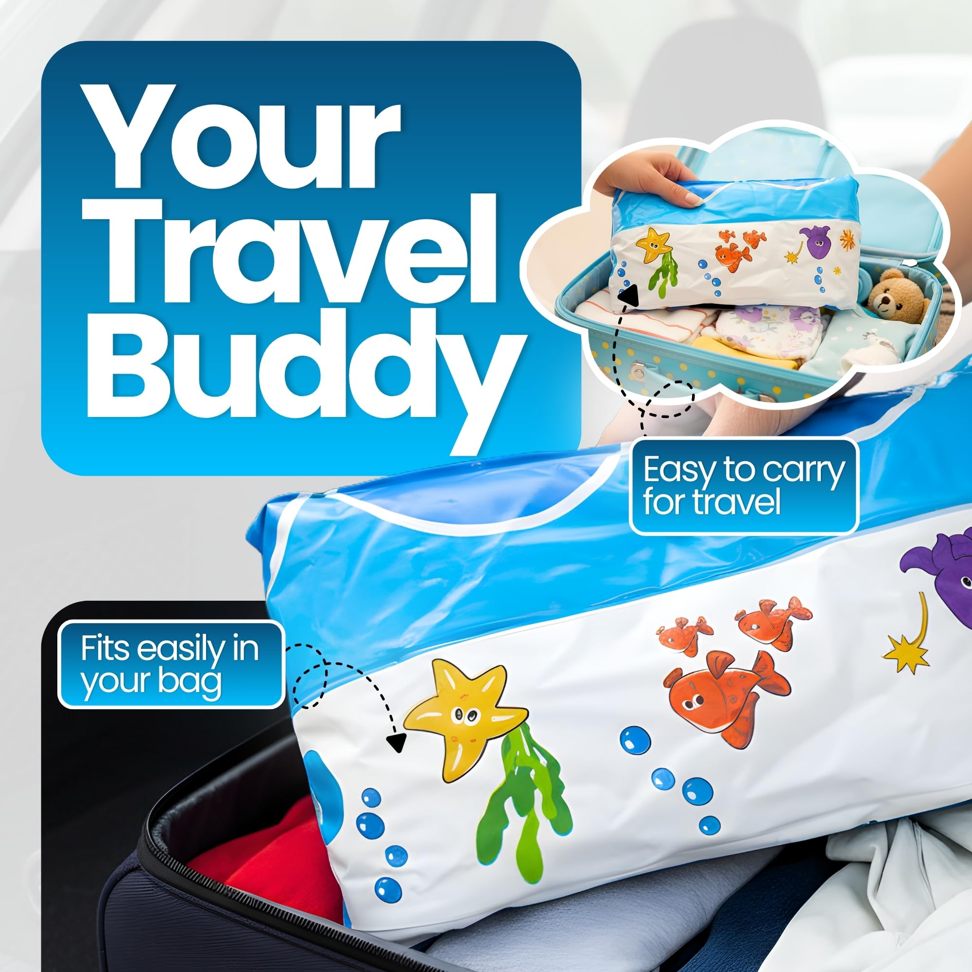 Inflation is optional, offering extra room as your child grows for Mommy's Helper tub.