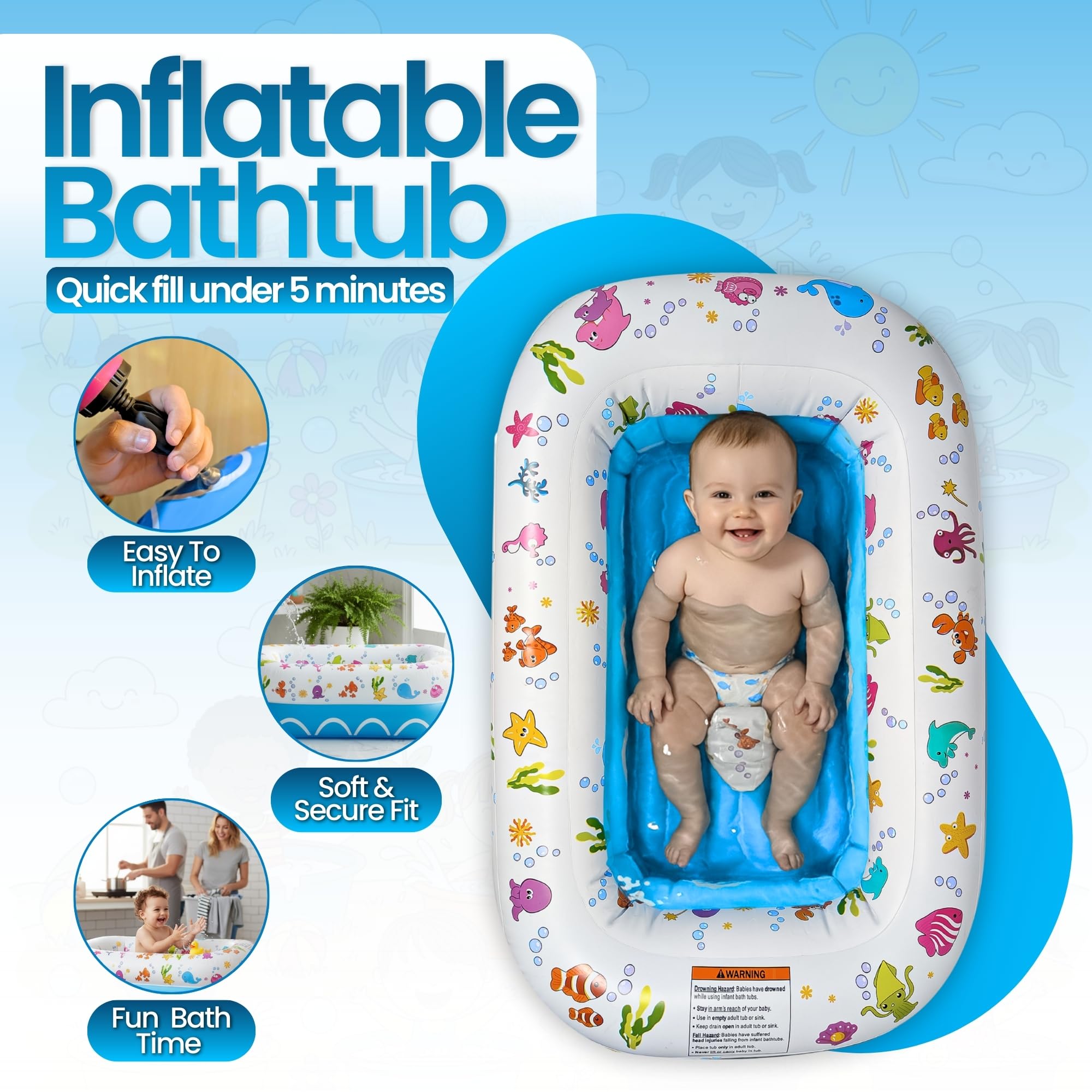 Phthalate-free soft materials provide a safer, comfortable space for bathtime with Mommy's Helper.