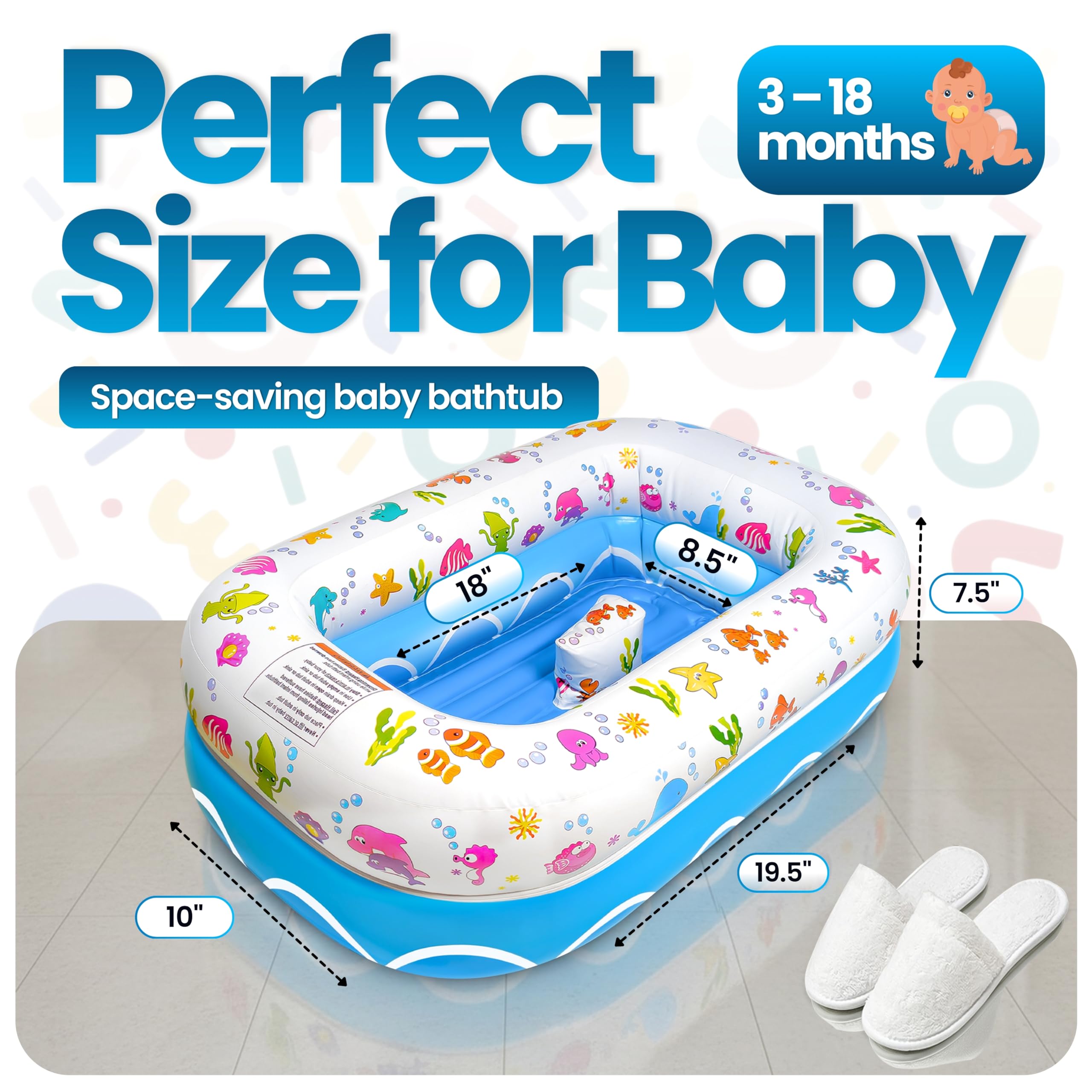 Inflatable saddle horn bath seat from Mommy's Helper helps keep baby secure during sit baths.
