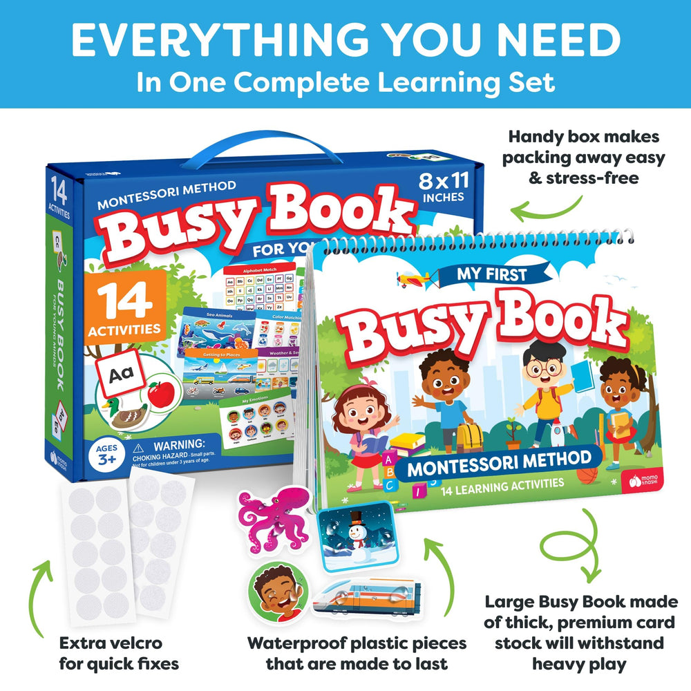 Momo & Nashi Busy Book colors and shapes foster visual discrimination and problem-solving