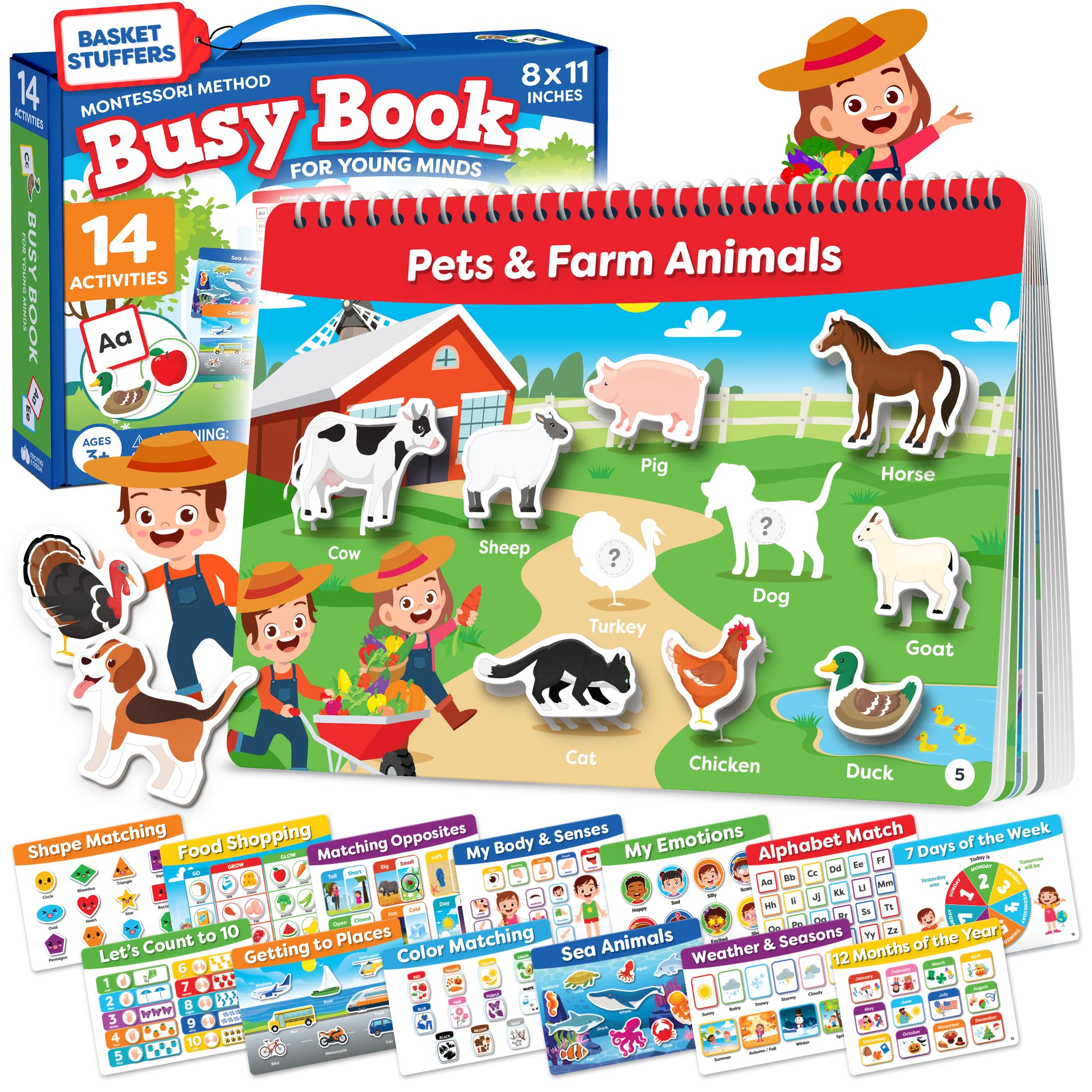Momo & Nashi Busy Book cover showing a portable Montessori activity book for on-the-go learning