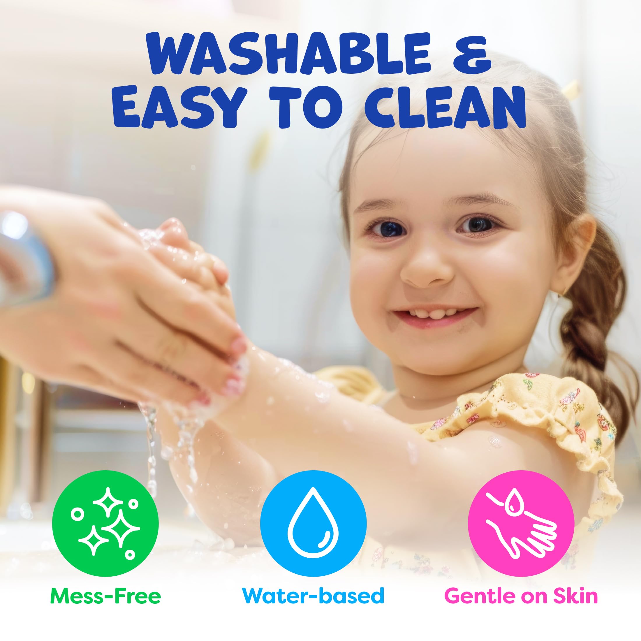 Momo & Nashi dot markers in hands for mess-free toddler art