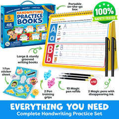 Grooved writing books with alphabet and numbers for focused tracing and readiness