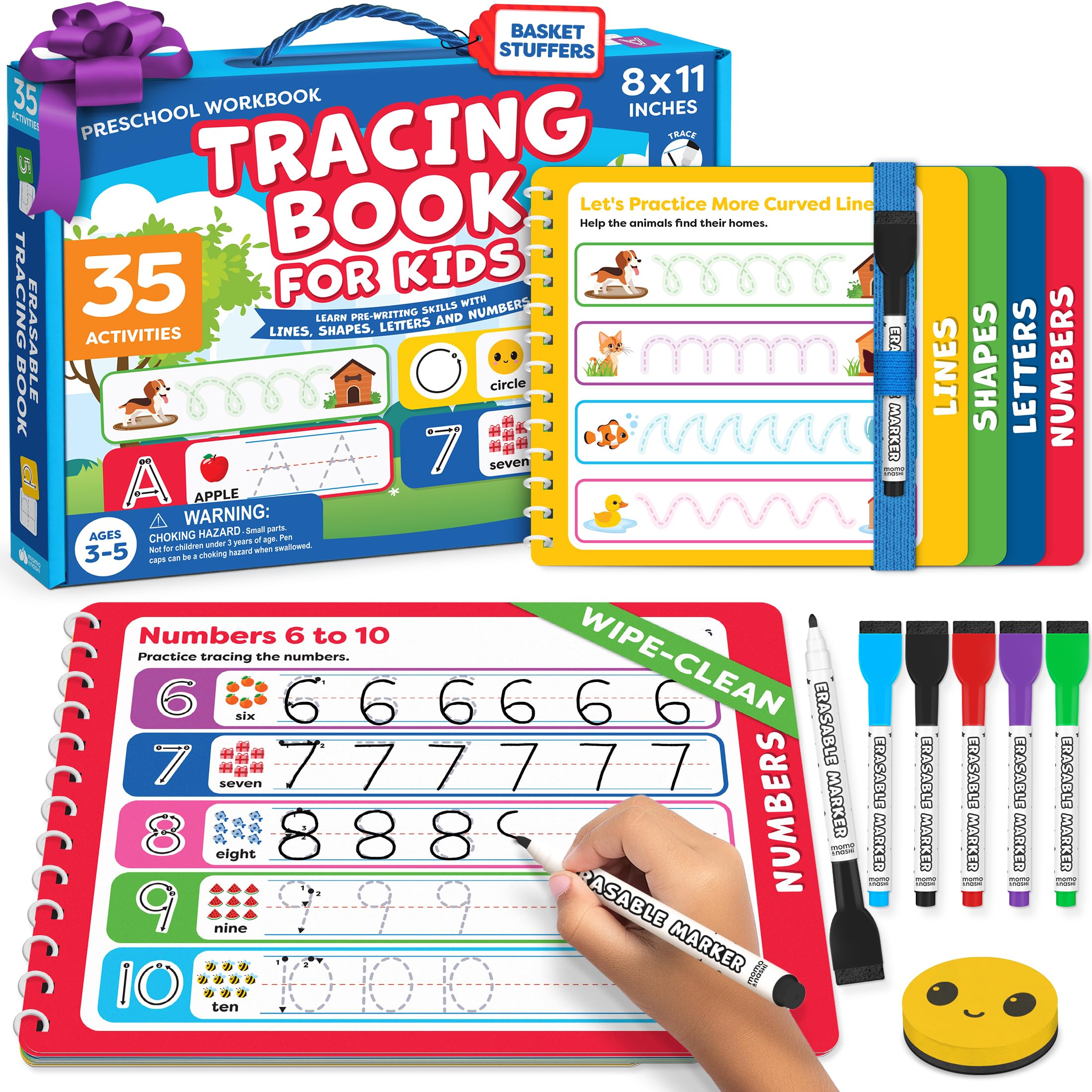Momo Nashi tracing book cover supports early writing practice.