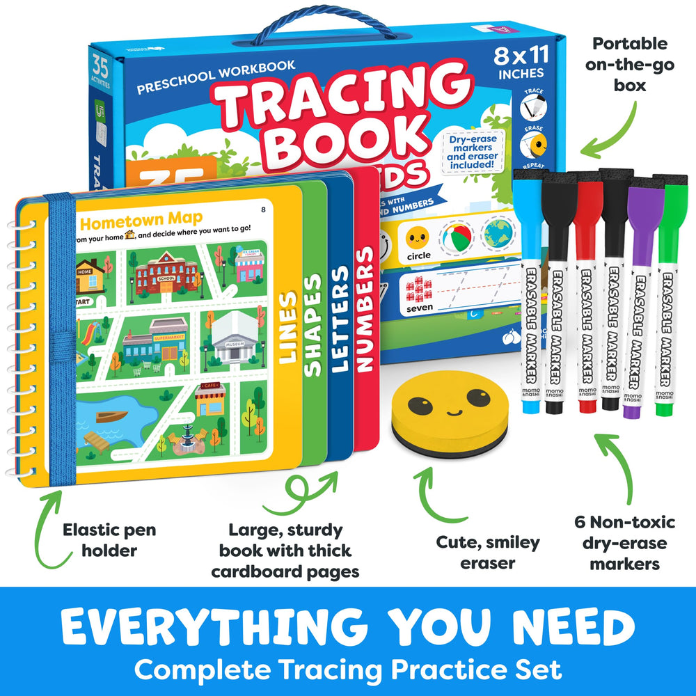 Momo Nashi tracing lines activity boosts hand-eye coordination.