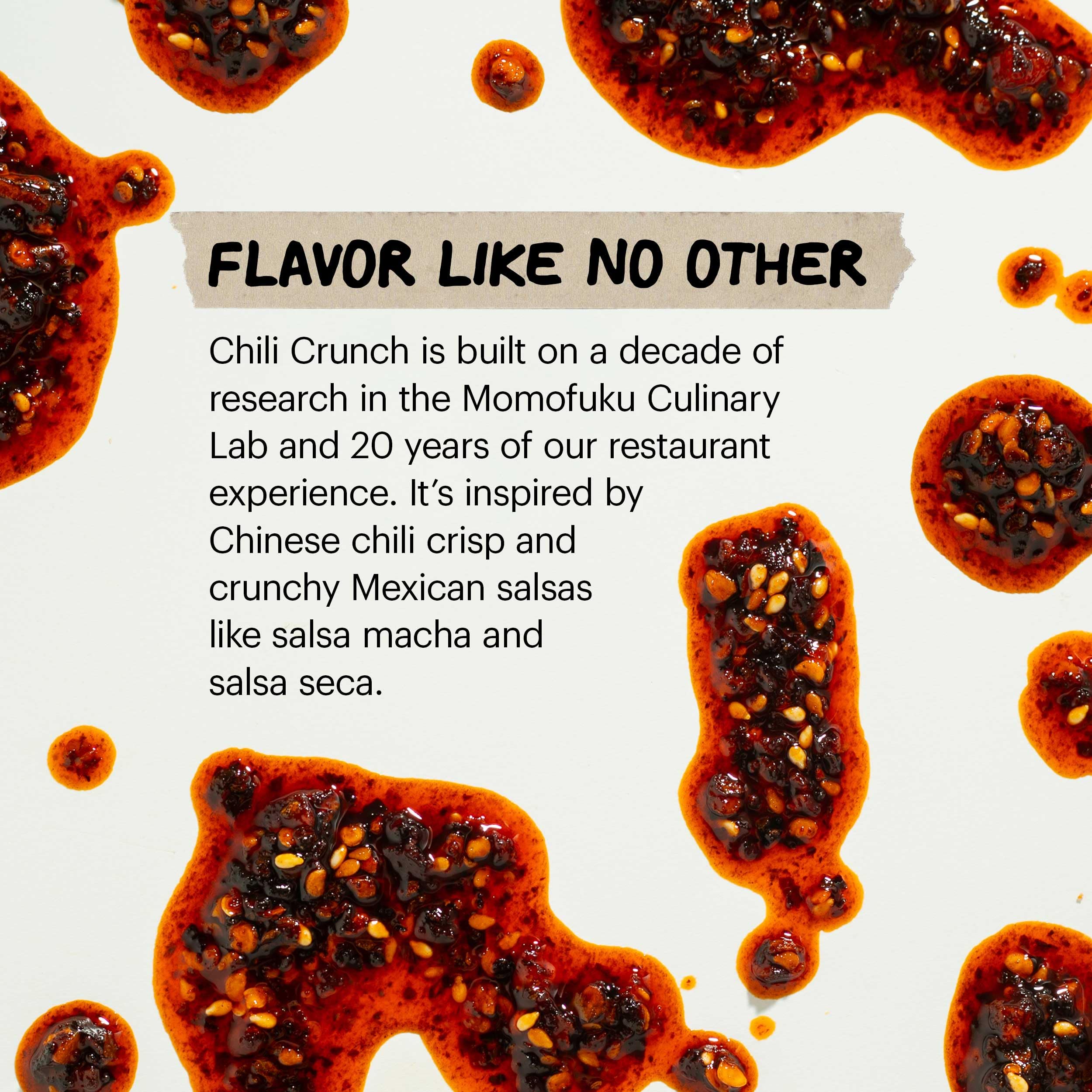 Momofuku Chili Crunch dish with sauce, showcasing depth and heat.