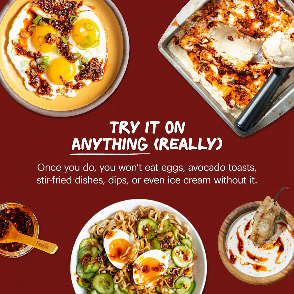 Momofuku Chili Crunch poured over noodles for extra kick.