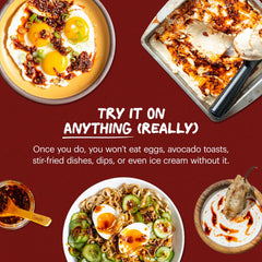 Momofuku Chili Crunch poured over noodles for extra kick.