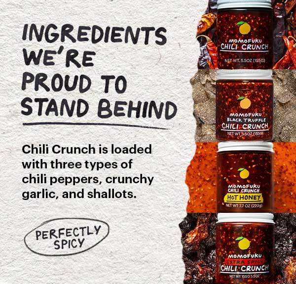 Momofuku Chili Crunch sizzling in a stir-fry for extra heat.