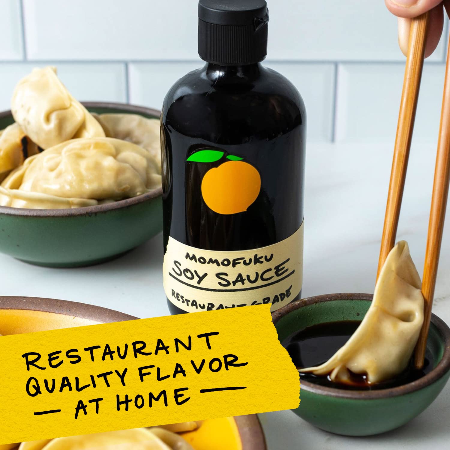 Marinade duo using Momofuku soy sauce to infuse flavor in chicken and vegetables.