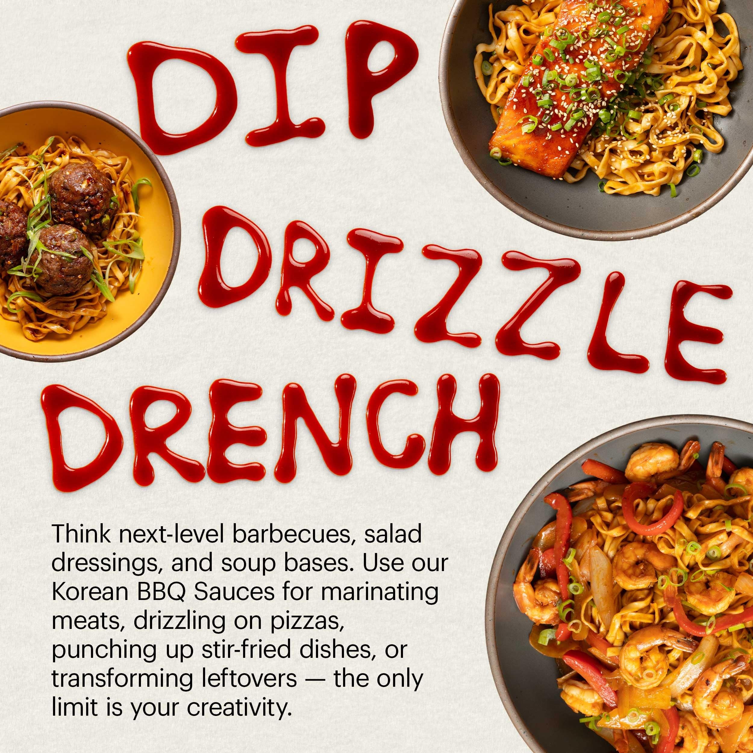 Stir-fry scene with Momofuku Sweet & Spicy Korean BBQ Sauce coating vegetables.