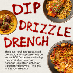 Stir-fry scene with Momofuku Sweet & Spicy Korean BBQ Sauce coating vegetables.