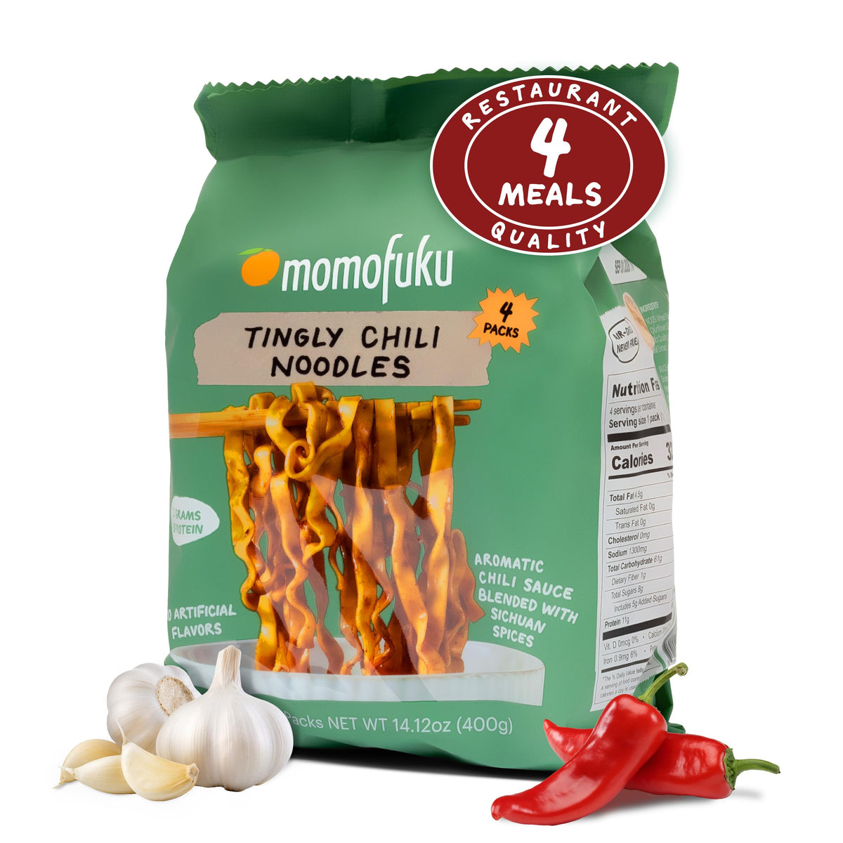 Momofuku Tingly Chili Noodles in a bowl, bold aroma and satisfying heat