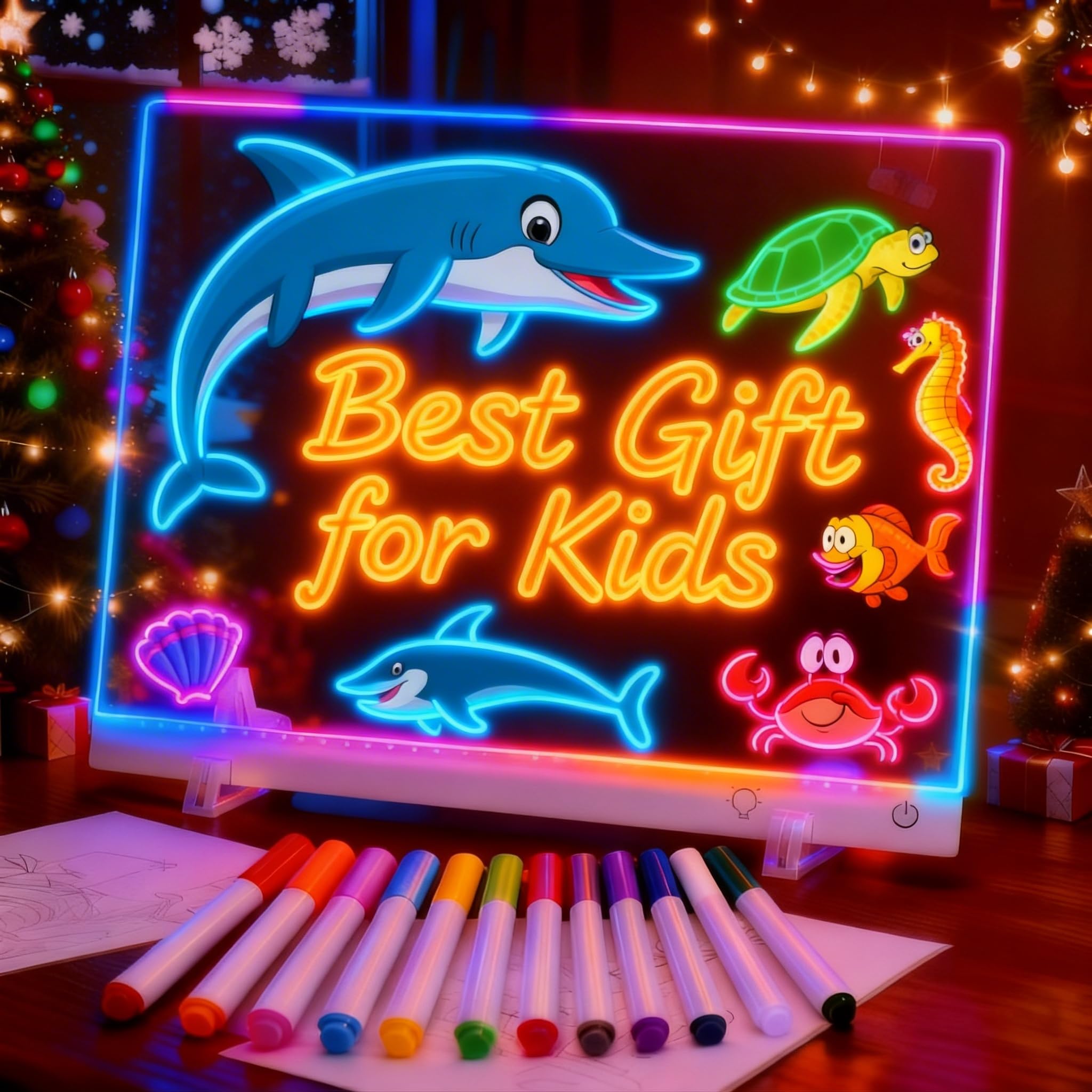 Momozzle LED drawing board with 13 light effects for vivid art sessions