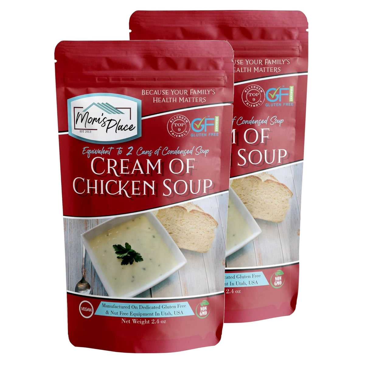 Mom's Place Cream of Chicken Soup Mix 2-Pack, creamy base ready for casseroles and sauces
