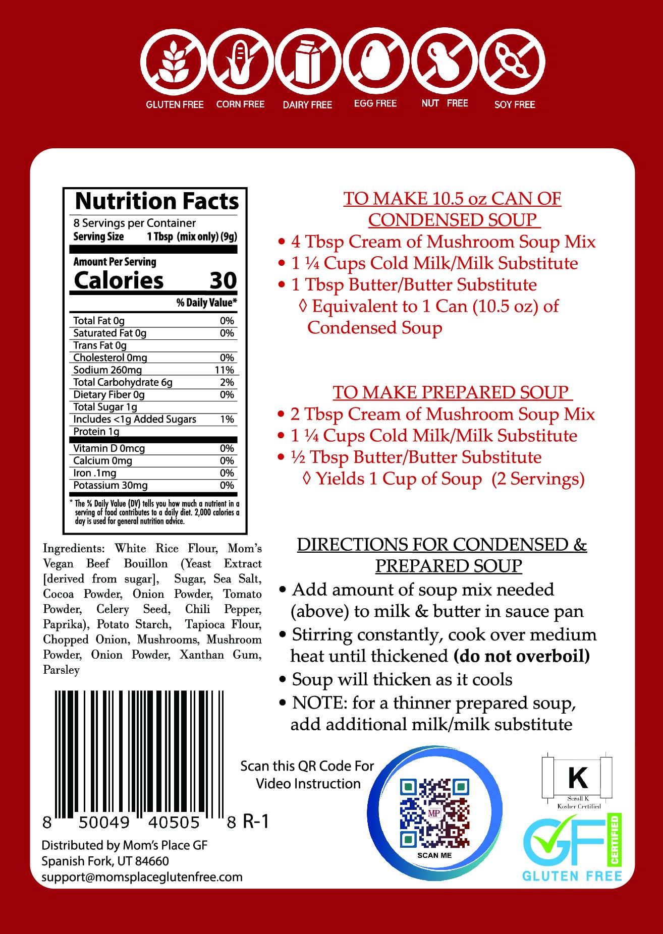 Mom's Place Cream of Mushroom soup mix ready-to-serve bowl delivers creamy comfort for busy weeknights