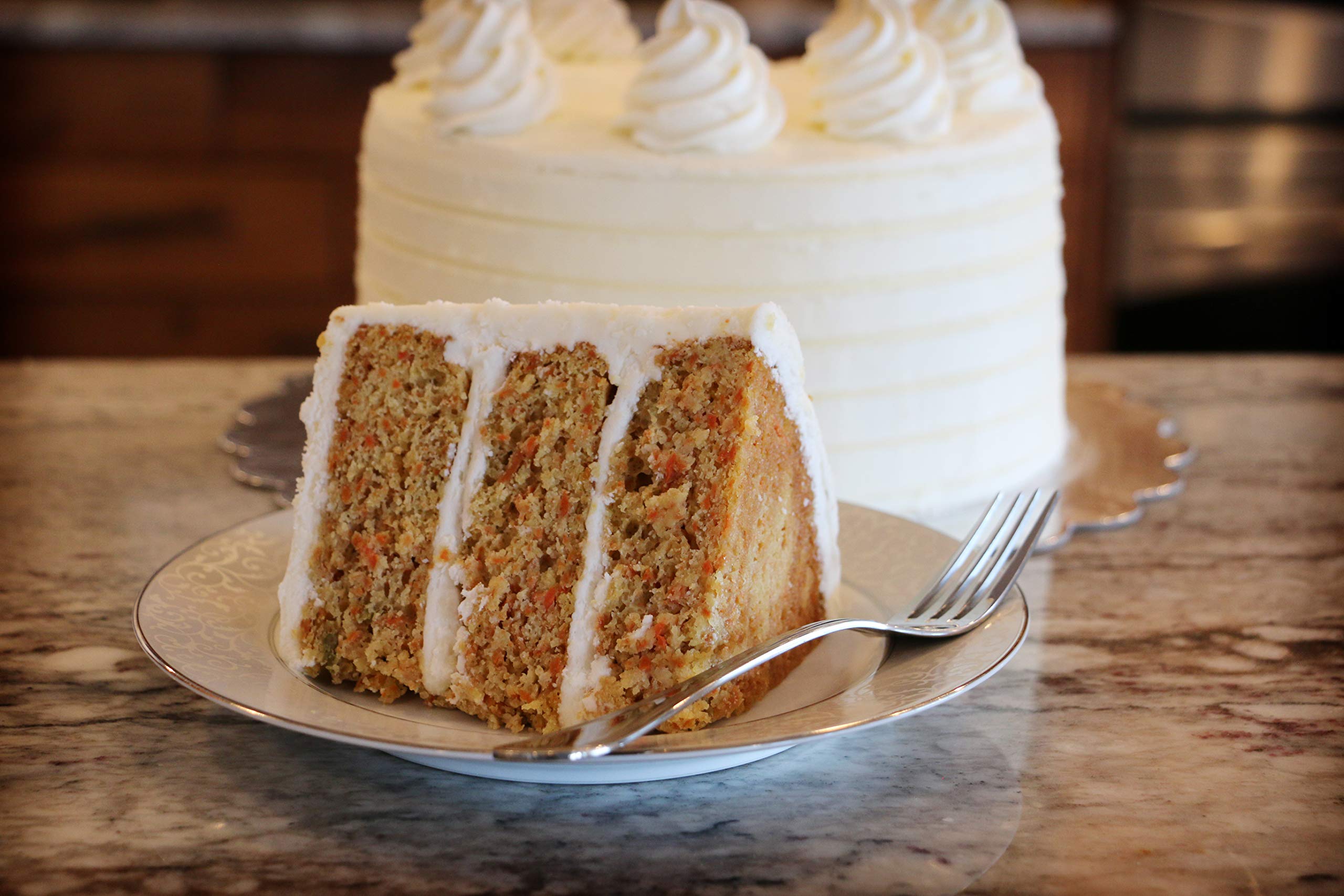 Mom's Place Gluten-Free carrot cake mix batter in bowl, elevating cozy home desserts.