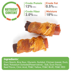 Three-inch MON2SUN rolls, chicken-wrapped-duck-beef for small dogs.