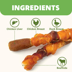MON2SUN rawhide chew close-up showing natural meat wrapping