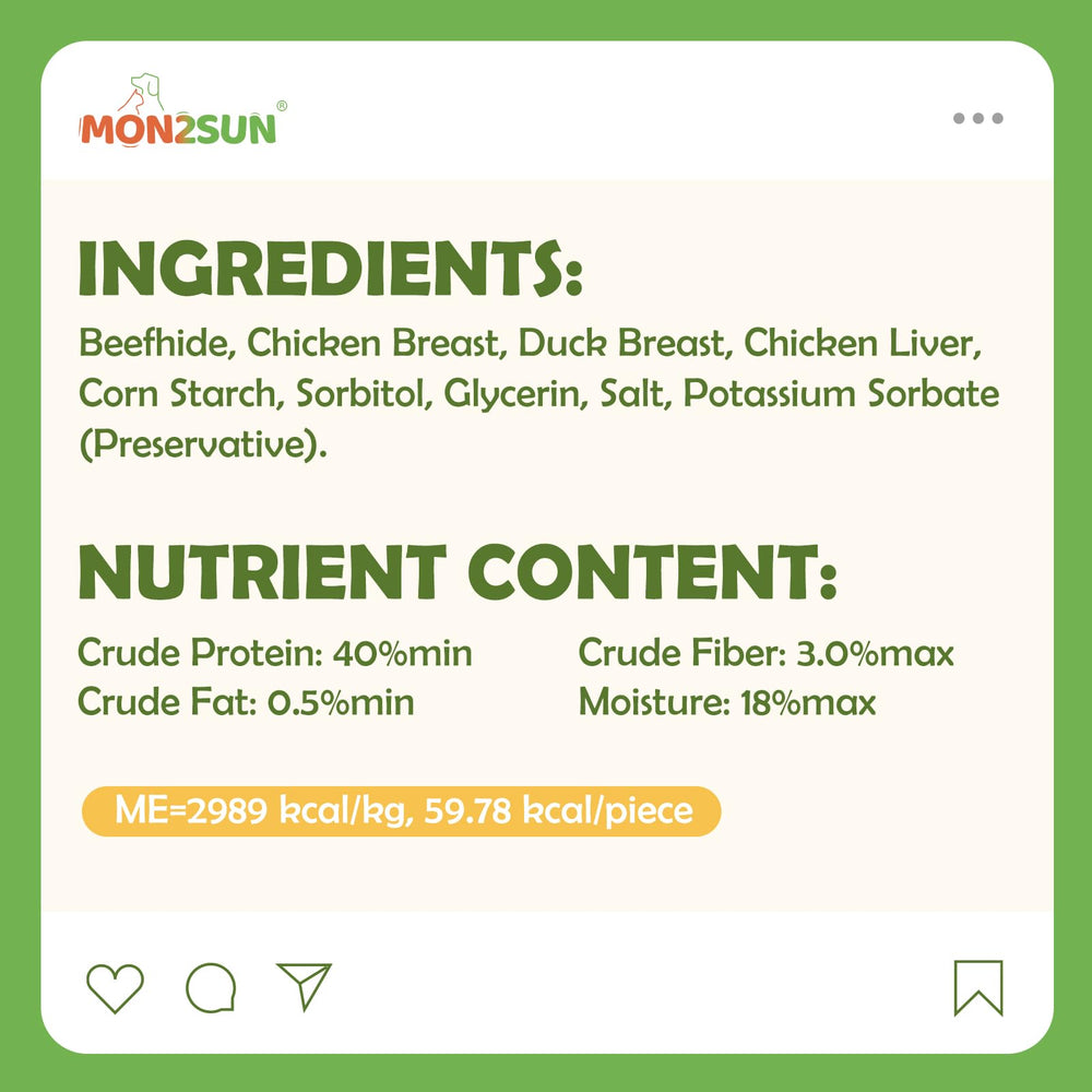 MON2SUN ingredients highlight real meat and natural components