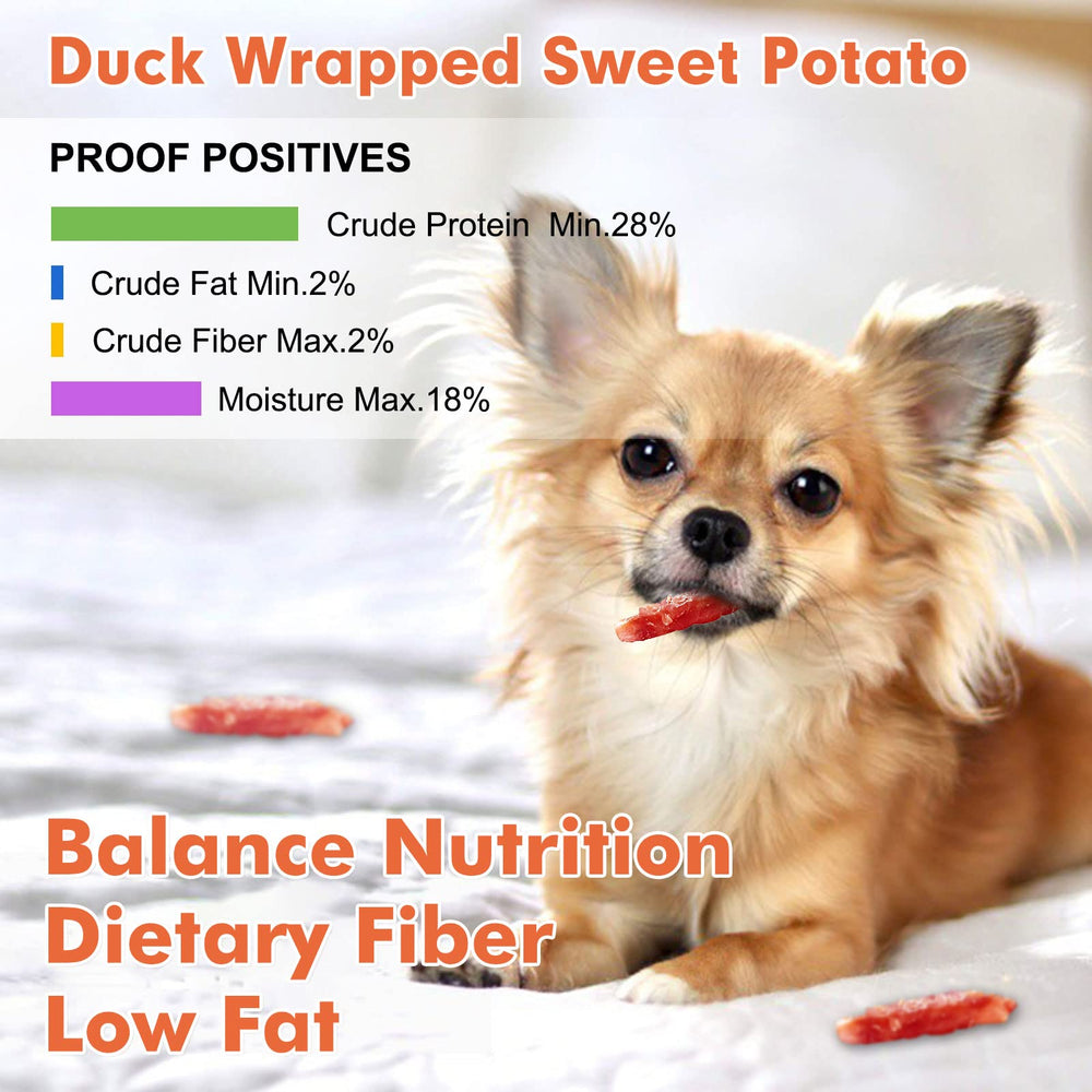 MON2SUN Duck Wrapped Sweet Potato Soft Chews close-up highlighting chewy texture.