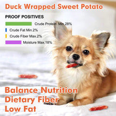 MON2SUN Duck Wrapped Sweet Potato Soft Chews close-up highlighting chewy texture.