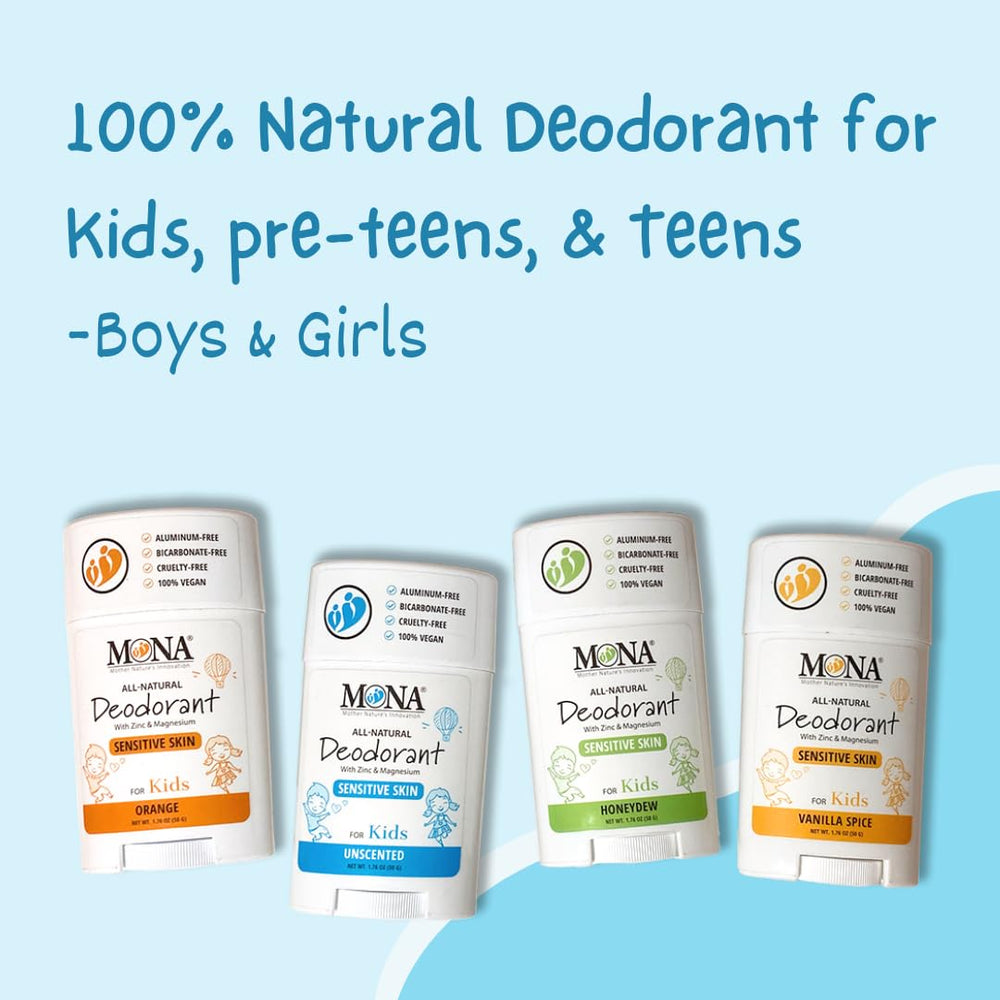 Mona Unscented deodorant for kids, vegan and aluminum-free