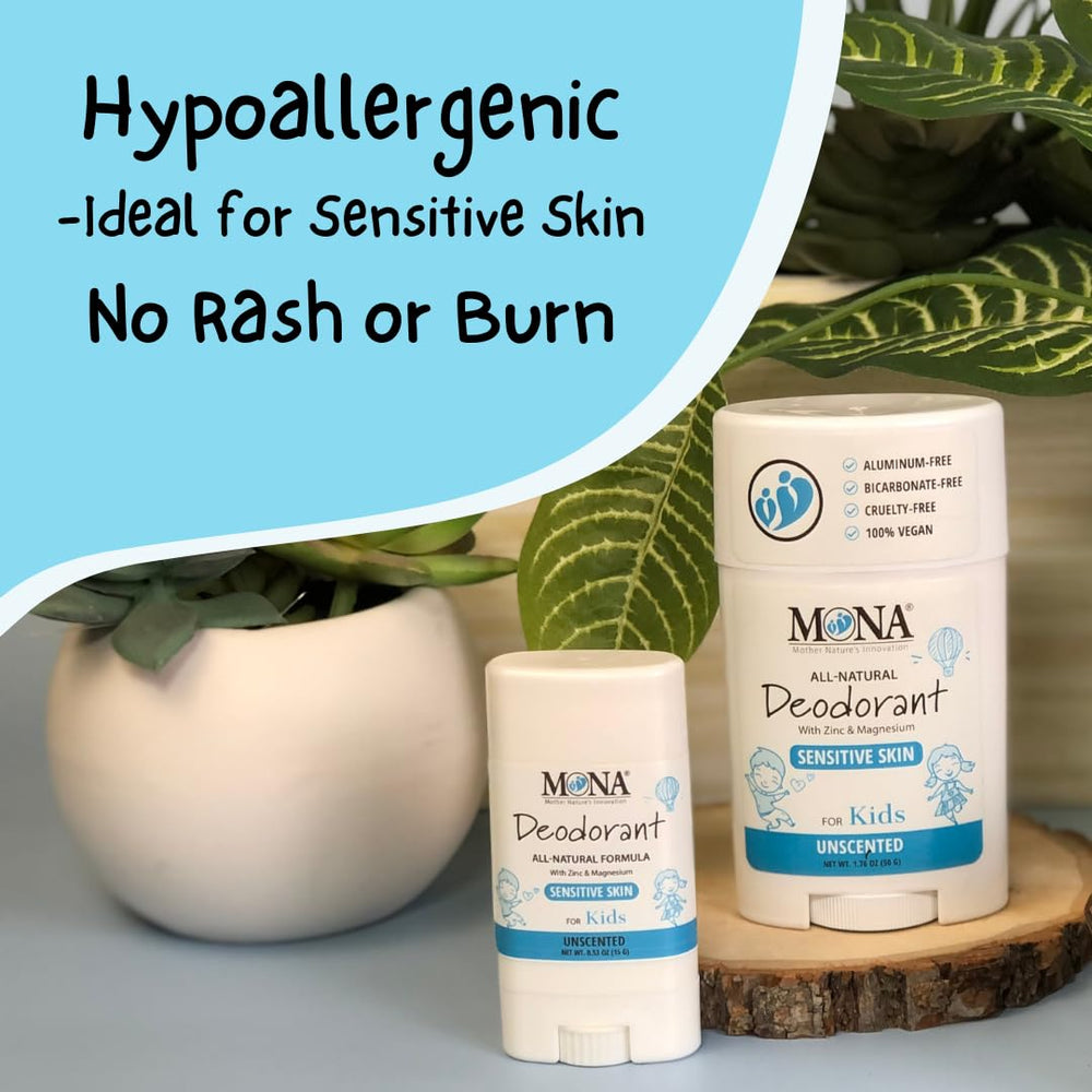 Waterless, pH-balanced Mona Unscented deodorant for sensitive skin