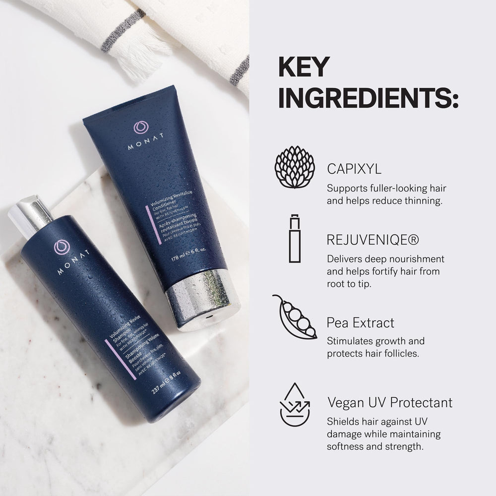 MONAT after-use hair volume display showing fuller look.
