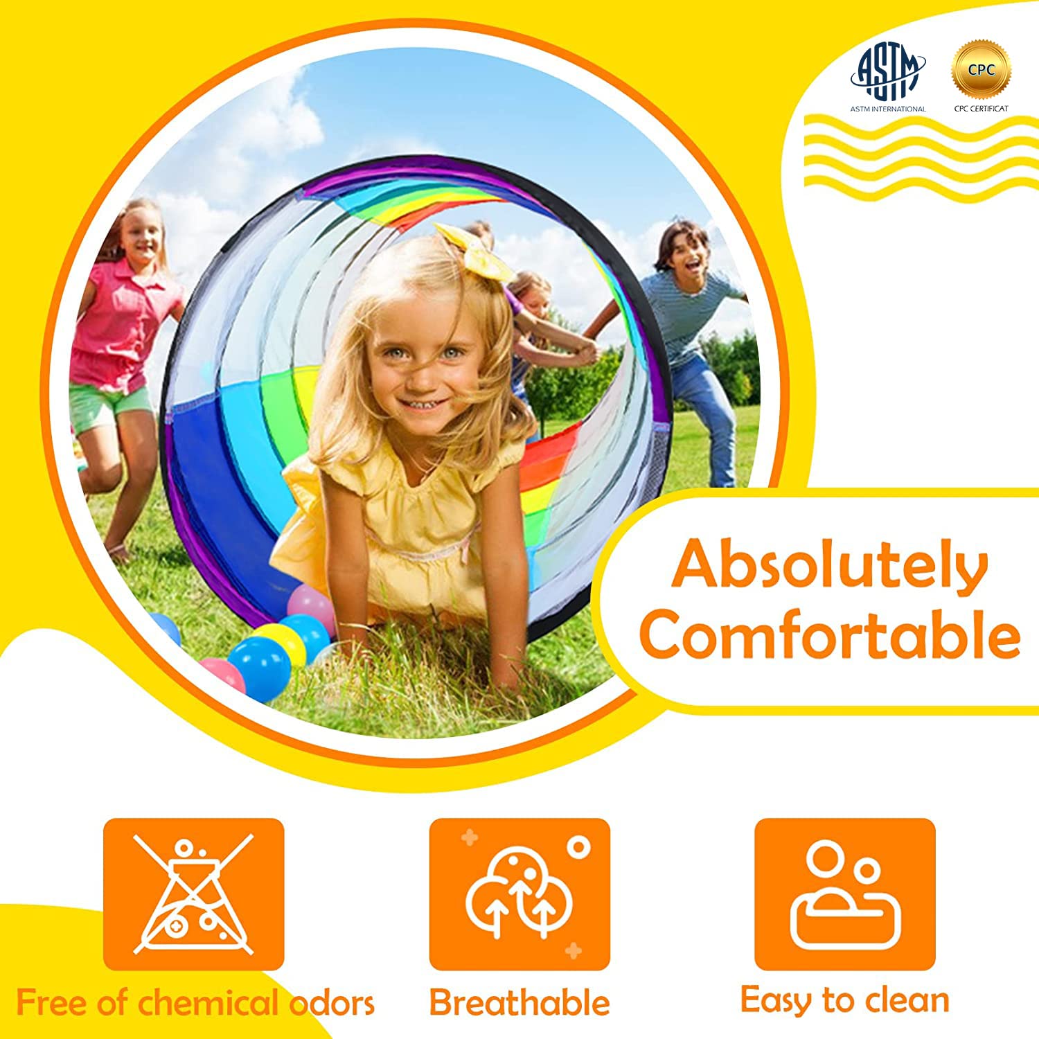 Moncoland rainbow colors tunnel boosts visual learning and cheerful play