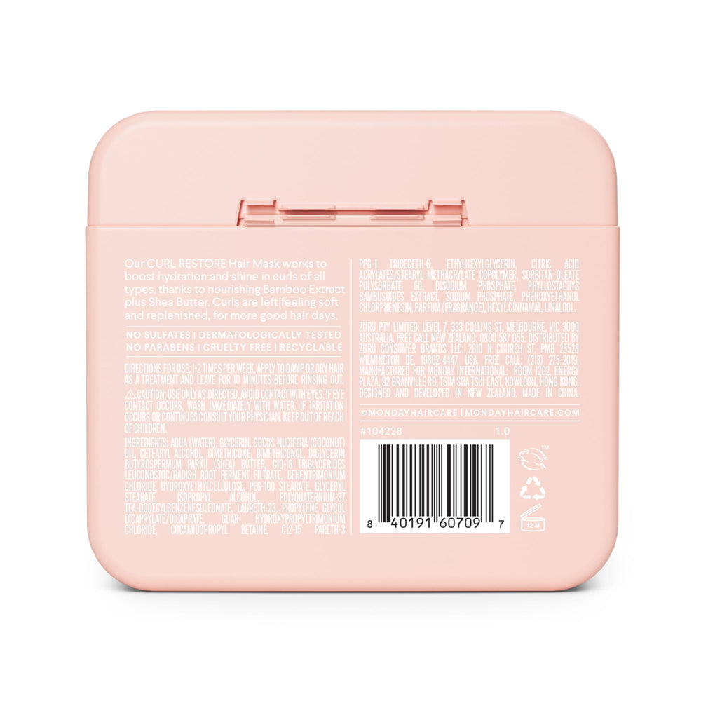 MONDAY Haircare bamboo extract label highlighting natural hydration for curls